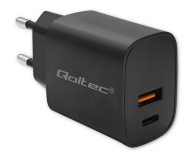 QOLTEC Ładowarka GaN Power Pro | 1xUSB-C | 1xUSB | 30W | 5-20V | 1.5-3A | Czarna 52377 - 1213309 - zdjęcie 1